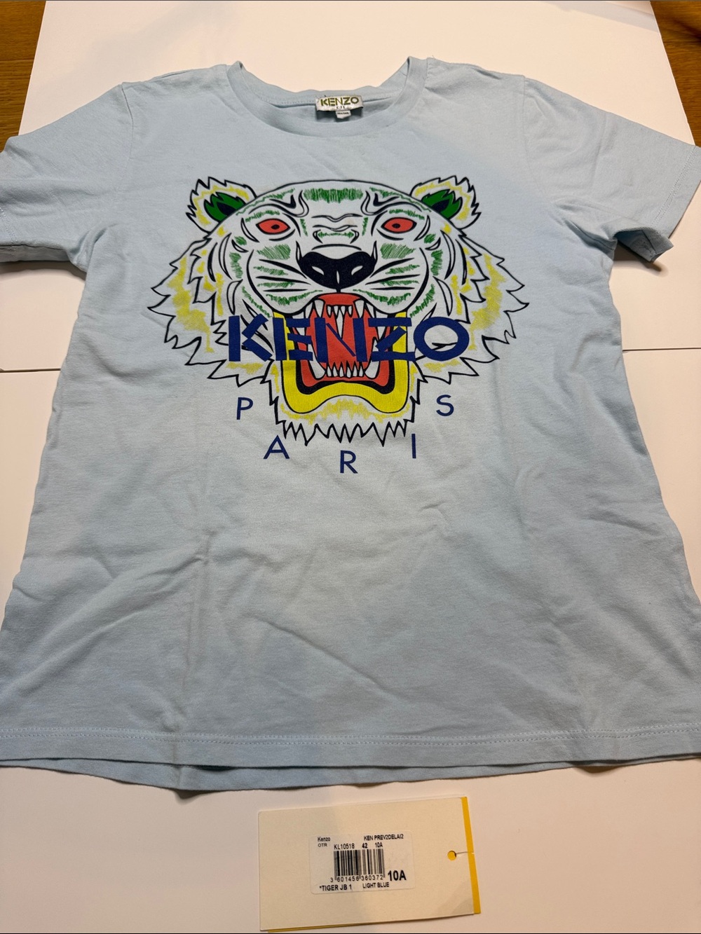 Kenzo Light Blue Tiger Head Graphic Tee